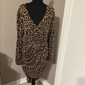 Leopard Print Long Sleeve Dress